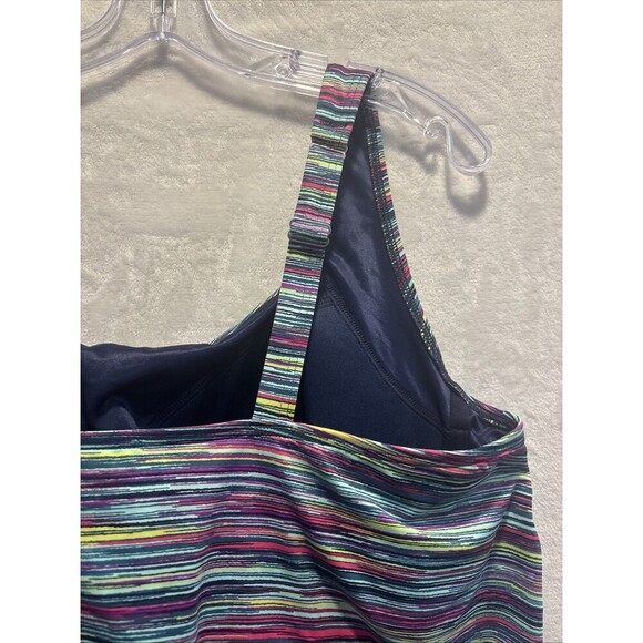 Lands End Tankini Swimsuit Top Women's Size 20W Square Neck Underwire Stripe NWT - Picture 8 of 16